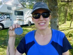 Magoo with Her Blueberry Cove Half Marathon Finishers Medal