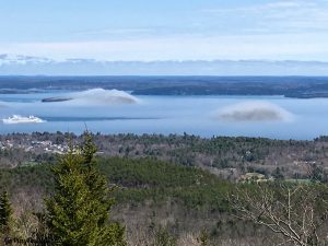 View of a Fog Covered Frenchman Bay From Cadillac Mountain